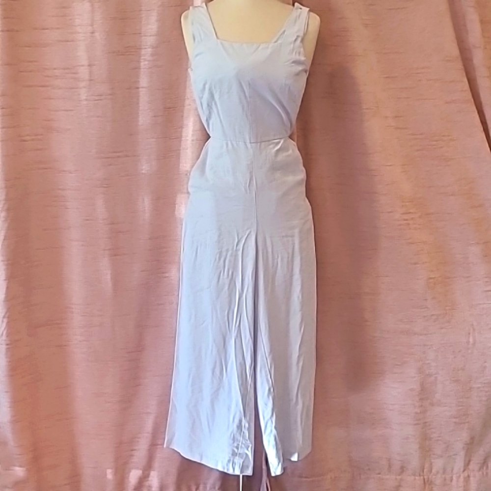 enTHREAD pant jumpsuit light blue tie/open back szXS